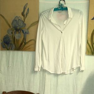 Eileen Fisher white knit blouse PL